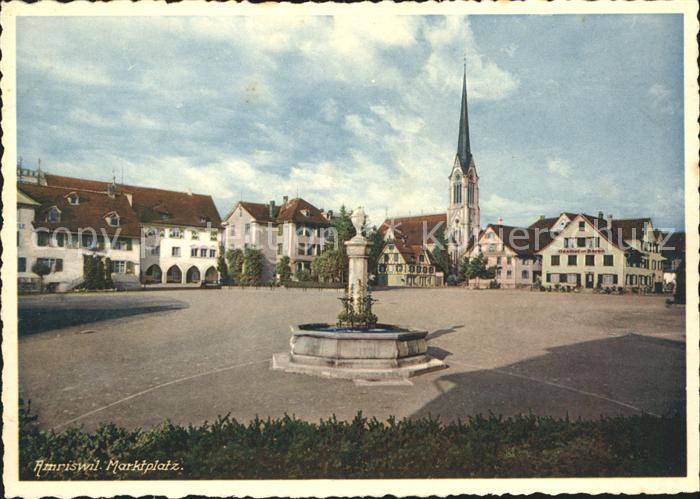 12029133 Amriswil TG Place du marché Fontaine Église Amriswil TG