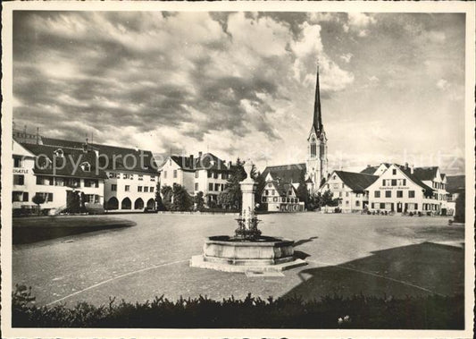 12029137 Amriswil TG Place du marché Fontaine Église Amriswil TG