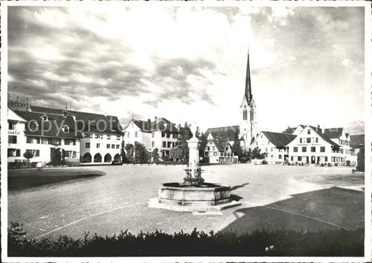 12029138 Amriswil TG Place du marché Fontaine Église Amriswil TG