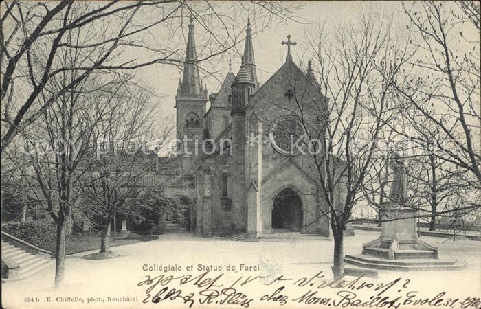 12019682 Neuchâtel NE Collégiale et Statue de Farel Neuchâtel