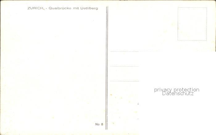 12014161 Zuerich Quaibruecke mit Uetliberg Kuenstlerkarte Zuerich