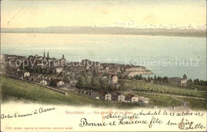 12014886 Neuchatel NE Vue generale et les Alpes Neuchatel