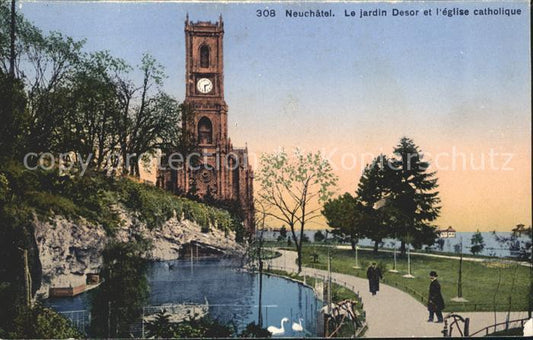 12014975 Neuchâtel NE Jardin Desor Eglise catholigue Étang des cygnes Neuchâtel