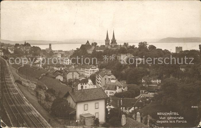 12015045 Neuchatel NE Vue générale depuis les Parcs Chemin de Fer Chateau Neuchâ