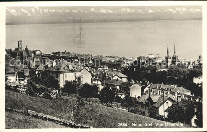 12015075 Neuchatel NE Vue generale et les Alpes Neuchatel