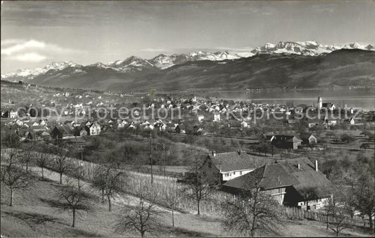 12012400 Maennedorf Vue générale avec panorama alpin Maennedorf