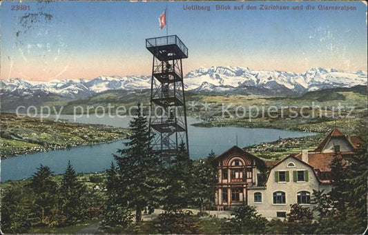 12012463 Tour d'observation Uetliberg Zuerich-auberge avec vue sur le lac de Zurich et Glarn