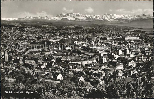 12012600 Panorama de Zurich avec les Alpes Zuerich