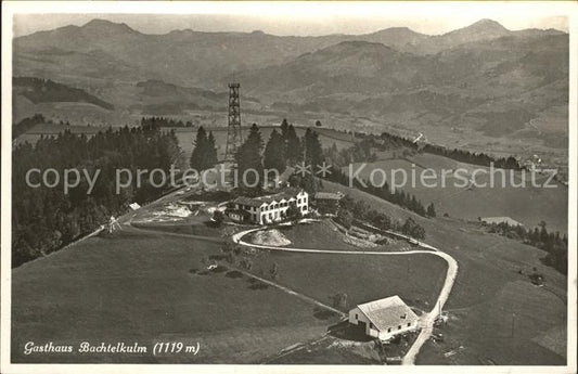 12012602 Hinwil Gasthaus Bachtelkulm Fliegeraufnahme Hinwil