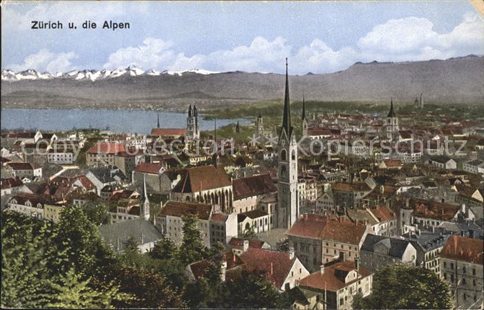 12012655 Paysage urbain de Zurich avec les Alpes Zuerich