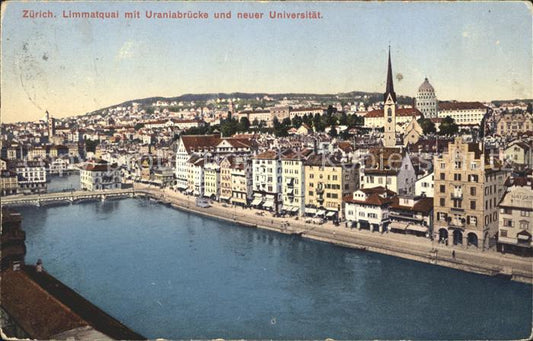 12012682 Zurich Limmatquai avec le pont Urania et la nouvelle Université de Zurich