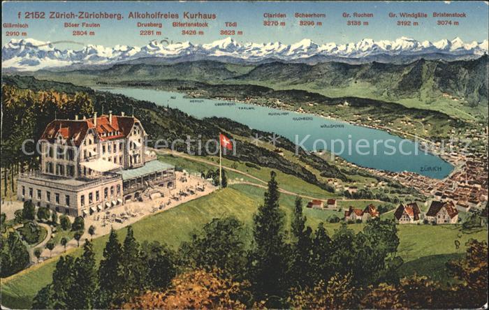 12005833 Zuerichberg ZH Sans alcool Kurhaus Panorama Lac Zuerich Alpes Zuerichb