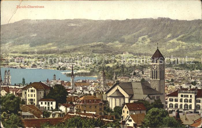 12007695 Oberstrass Zuerich Vue sur la ville avec l'église du lac de Zurich