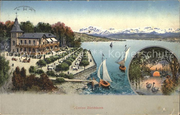 12007773 Casino de Zurich Zuerichhorn Lac de Zurich Panorama alpin Lac des Cygnes Zuerich