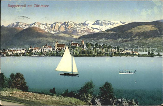 12016416 Rapperswil SG sur le lac de Zurich Voilier Panorama alpin Rapperswil SG