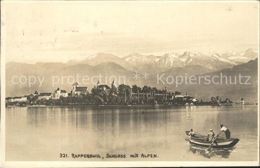 12018477 Rapperswil SG Château avec Alpes Lac de Zurich Bateau Rapperswil SG