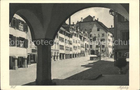 12024911 Wil SG Hofplatz Arkaden Brunnen Wil SG