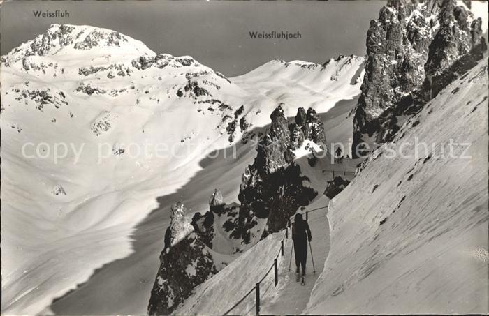 12031235 Davos GR Felsenweg Strelapass avec Weissfluhjoch Davos Platz