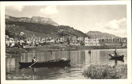 12033047 St Moritz Village GR Bateaux sur le Lac de St Moritz