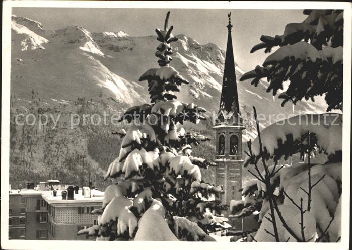 12033143 St Moritz GR Clocher de l'église Saint-Moritz