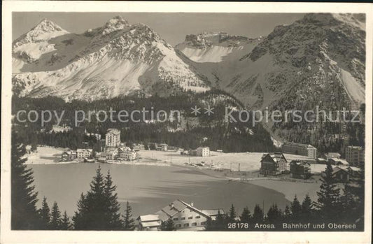 12033179 Arosa GR Bahnhof mit Obersee Arosa