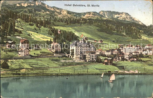 12030017 St Moritz GR Hôtel Belvédère au bord du lac Voilier St Moritz GR