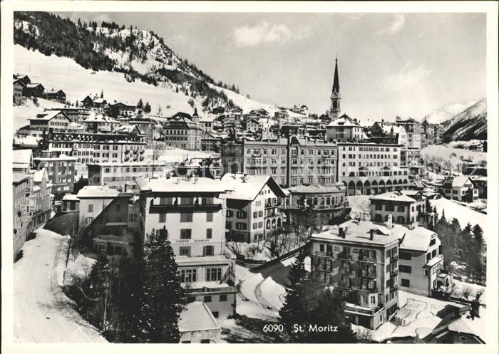 12031726 St Moritz GR Vue partielle du clocher de l'église de l'hôtel St Moritz GR