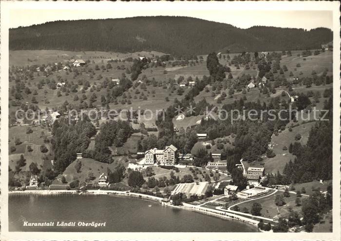 12031758 Oberaegeri Kuranstalt Laendli aegerisee Fliegeraufnahme Oberaegeri