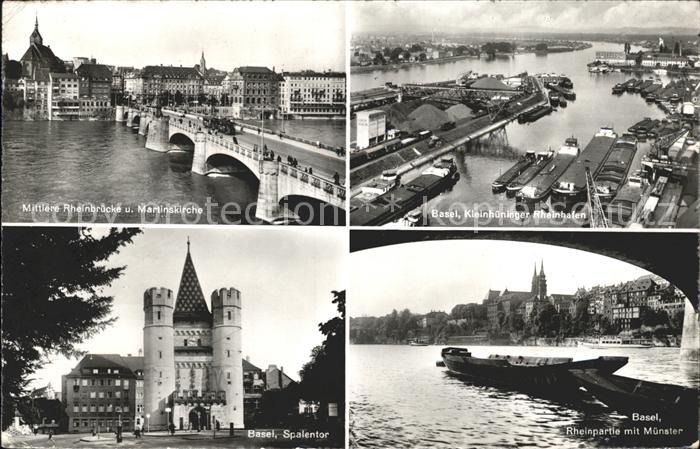 12041718 Bâle BS Rheinbruecke Martinskirche Kleinhueninger Rheinhafen Muenster