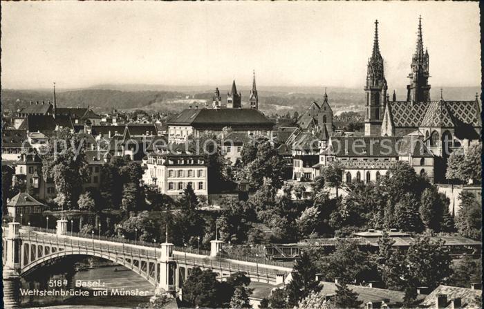 12042422 Bâle BS Wettsteinbruecke et Muenster Bâle BS