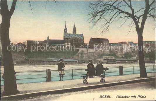 12043449 Bâle BS Münster avec promenade du Rhin Palatinat Bâle BS