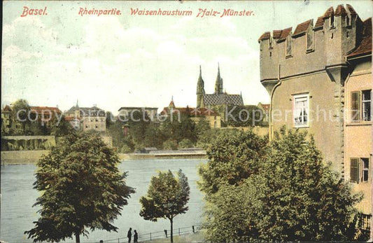 12043456 Bâle BS Rheinpartie Waisenhausturm Pfalz Muenster Bâle BS