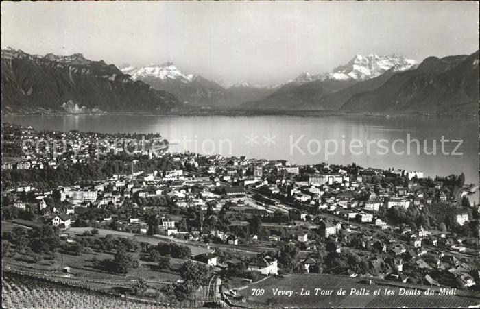 12052223 Vevey VD Tour de Peilz et Dents du Midi Vevey