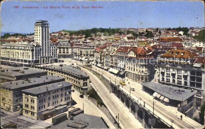 12053495 Lausanne VD Le Grand Pont et la Tour Bel Air Lausanne