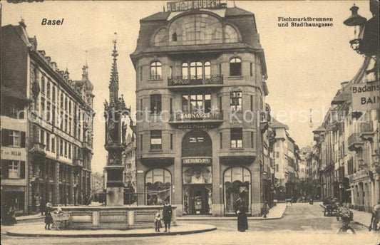 12057080 Basel BS Fontaine du marché aux poissons et Stadthausgasse Basel BS