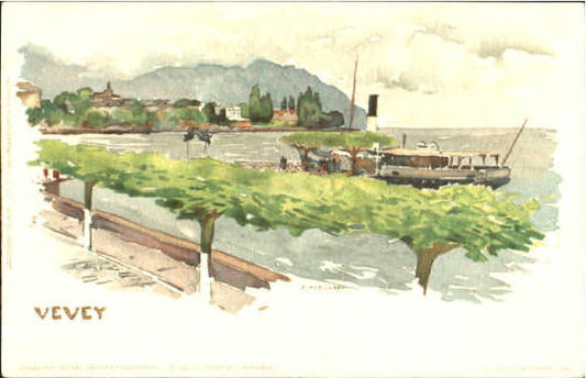 10575577 Vevey VD Vevey KuenstlerF. Voellmy ungelaufen ca. 1900