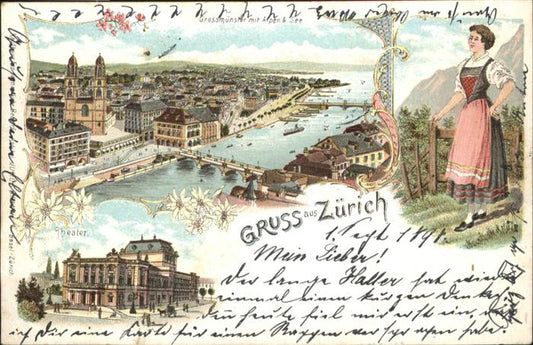 11027278 Zuerich Bruecke Schiff Theater