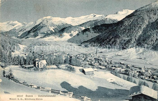 13308350 Davos GR Vue générale panorama hivernal Alpes Davos GR