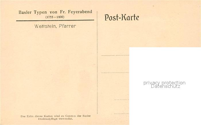 13309025 Basel BS Typen von Fr. Feyerabend Wettstein Pfarrer Basel BS