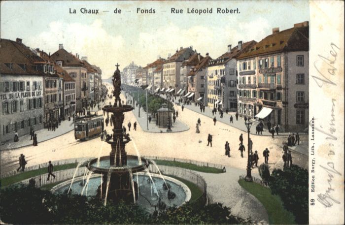 10890734 La Chaux-de-Fonds La Chaux-de-Fonds Rue Leopold Robert Brunnen Strassen