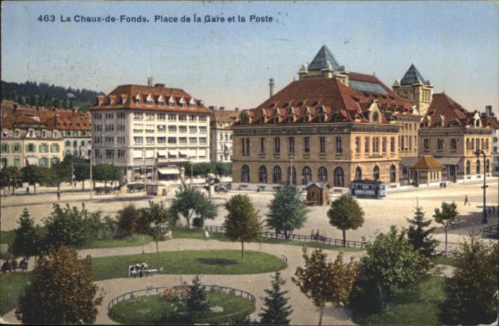 10890724 La Chaux-de-Fonds La Chaux-de-Fonds Place de la Gare et la Poste Strass