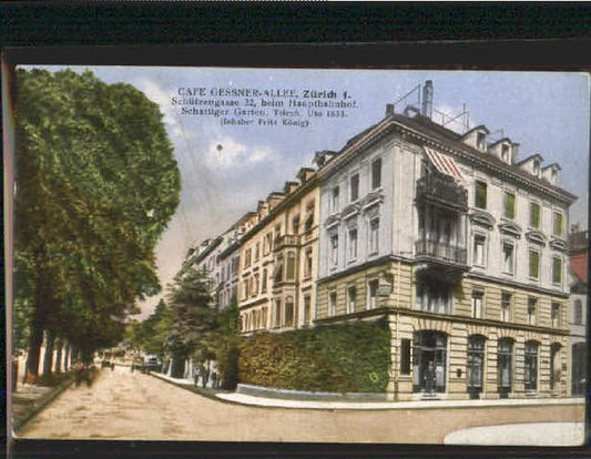 10580155 Zuerich Zuerich Cafe Gessner Allee ungelaufen ca. 1910