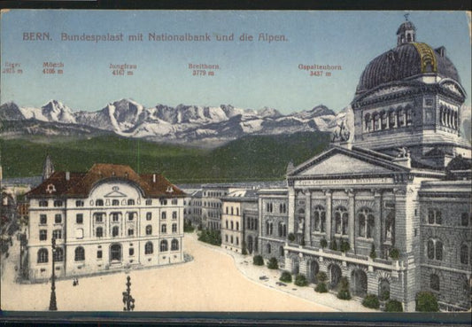 10845148 Bern BE Bern Bundespalast Nationalbank  Eiger Moench Jungfrau Breithorn