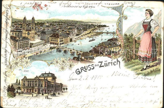 11706464 Zuerich ZH Grossmuenster Alpen See Theater  Zuerich ZH