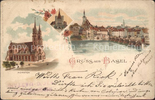 11943338 Basel BS Muenster Bruecke Litho Basel BS