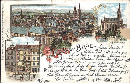 11946106 Basel BS St Elisabethenkirche Julius Brann Litho Basel BS