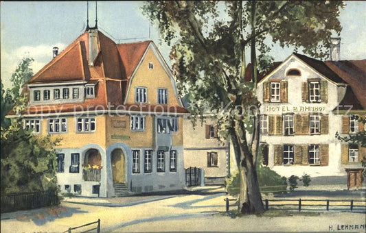 12058661 Amriswil TG Hôtel Bahnhof Kantonalbank Carte d'artiste Amriswil