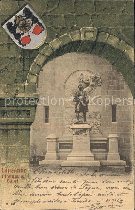 12397334 Lausanne VD Monument Davel Statue Wappen Lausanne