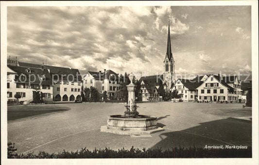 12634725 Amriswil TG Place du marché Fontaine Église Amriswil