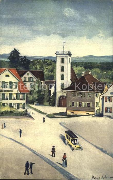 12635101 Amriswil TG Marktplatz Salle de concert Tempera photo Hans Lehmann Kuenstlerk